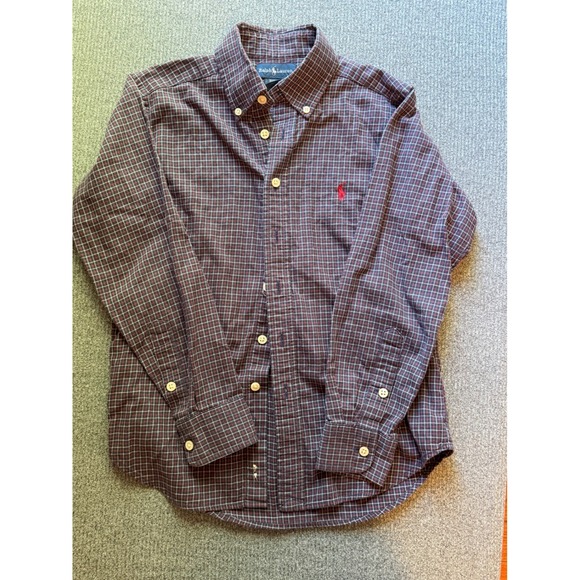 Ralph Lauren Other - Ralph Lauren Boys Plaid Button Down Shirt Navy Red Size S 8-10 Cotton Top